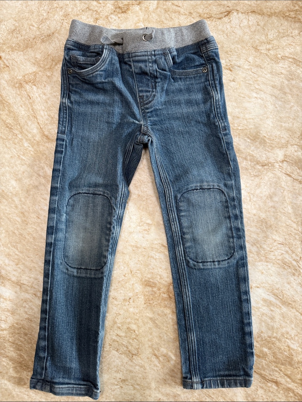 Hanna Andersson Boys' Blue Slim Straight Jeans with Knit Waist